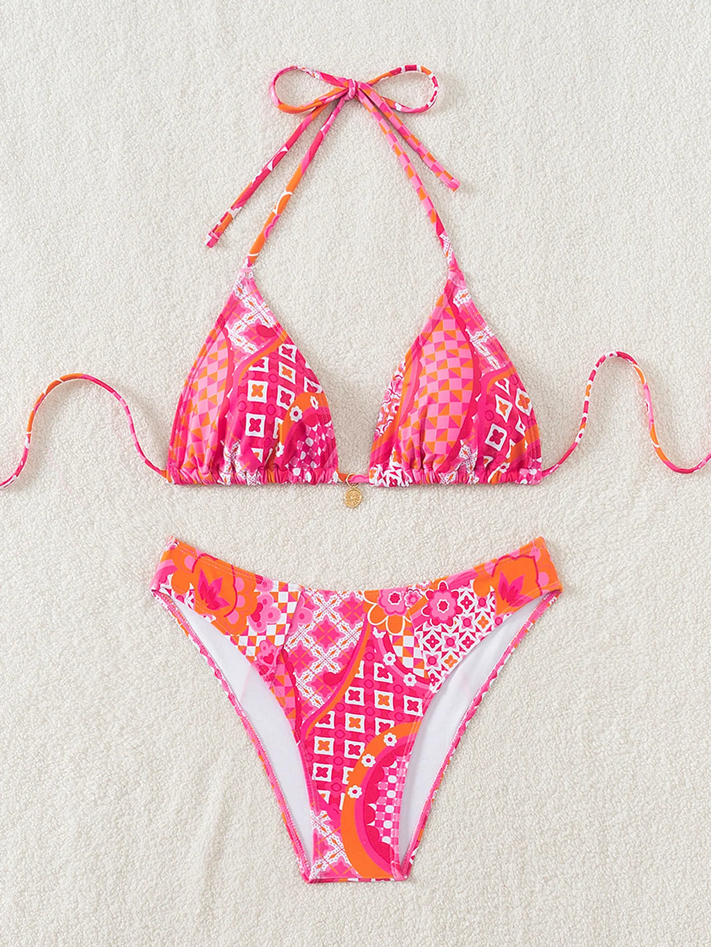 Floral Push Up Triangle Bikini Set