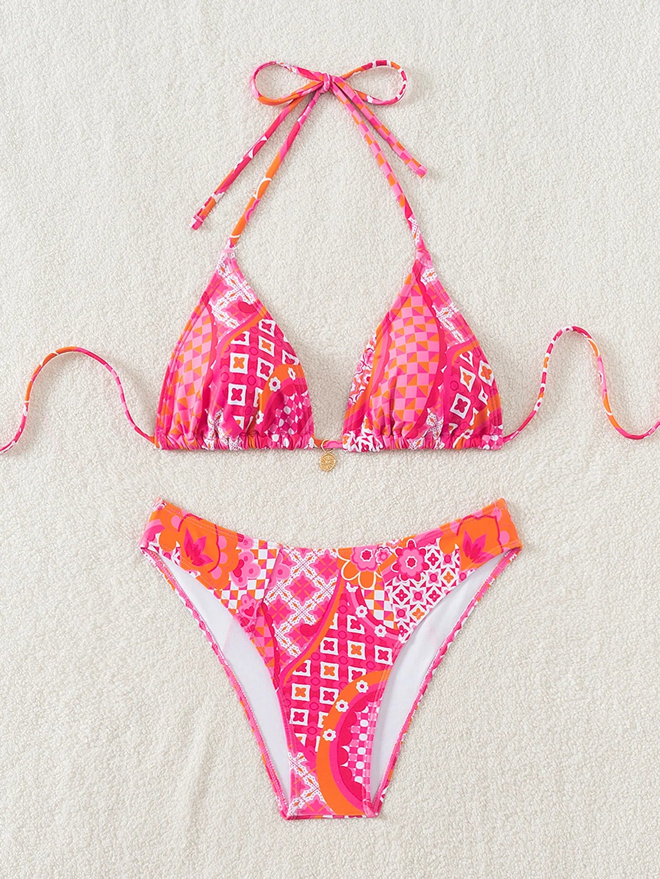 Floral Push Up Triangle Bikini Set