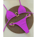 Solid Lace-Up Split Two Piece Swimsuit