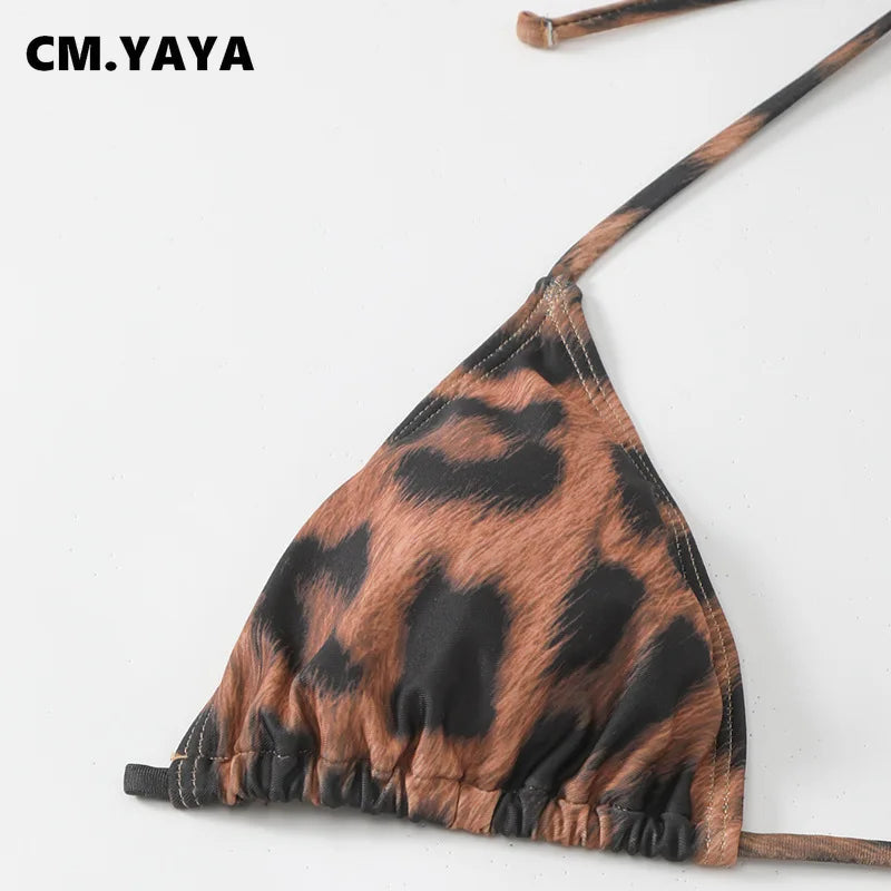 Leopard Cutout Bodycon Swimsuit Set