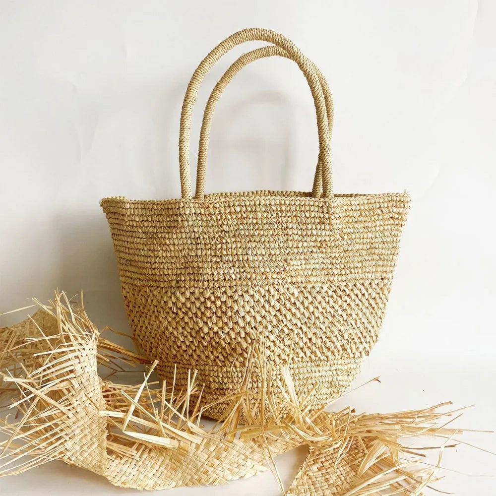 Handwoven Raffia Tote Bag