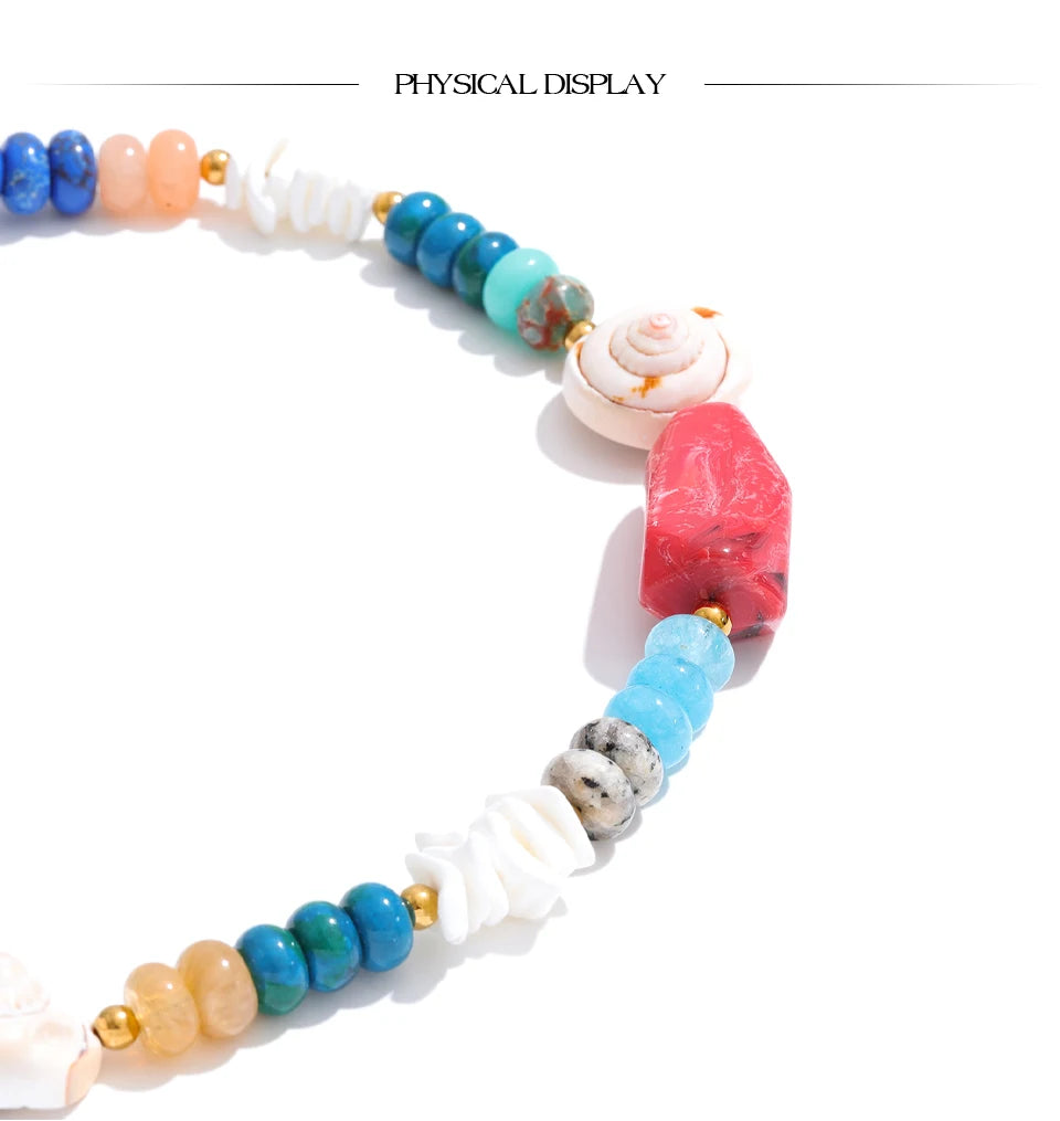 Yhpup Ocean Series Handmade Jewelry 2026 New Arrivals Multi-Color Natural Stone Resin Conch Shell...