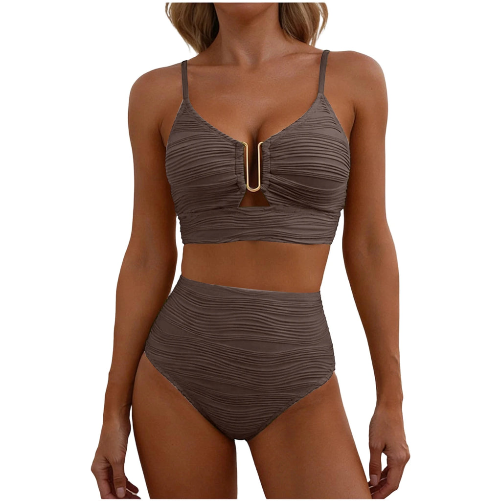 U-Wire Cutout High Waist Bikini Set