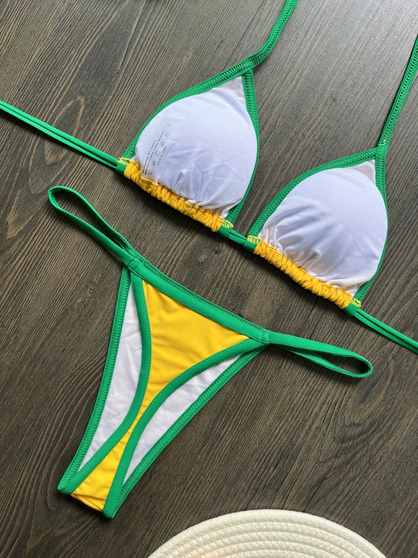 Brasil Flag Embroidery Split Bikini Set