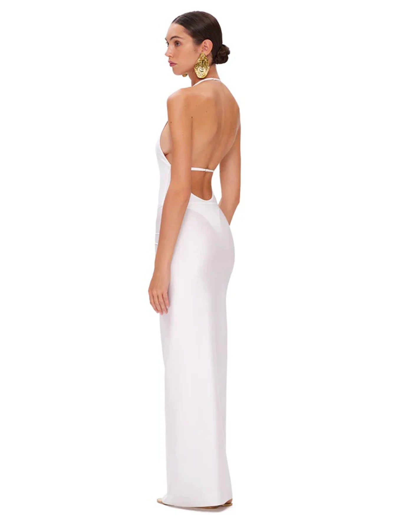 Deep V Neck Swimsuit with Skirt