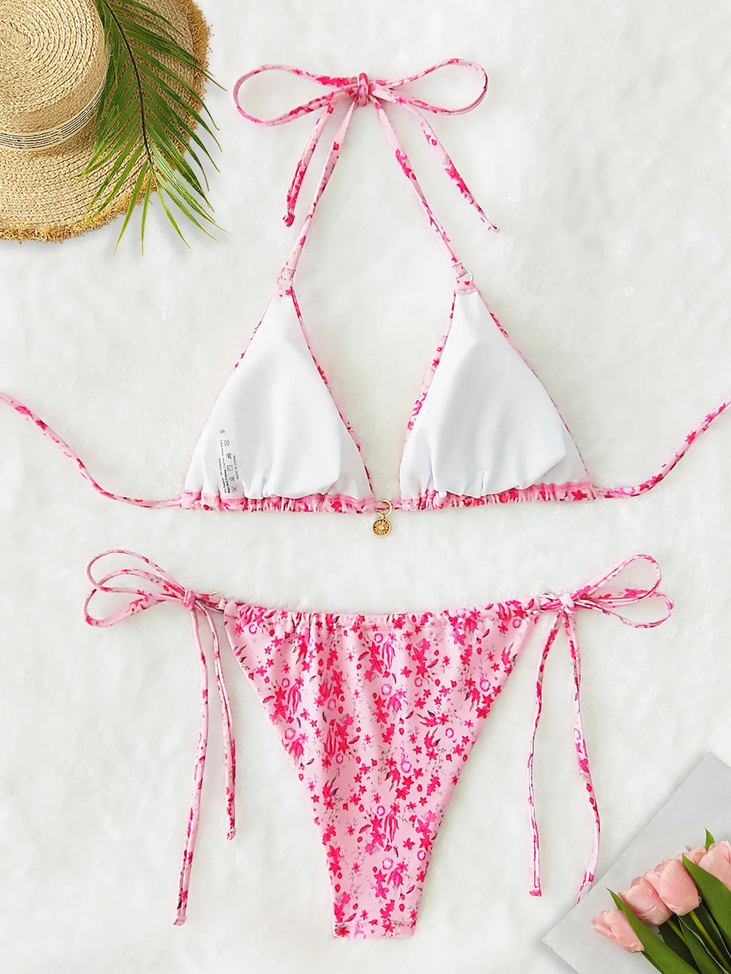 Floral Push Up Triangle Bikini Set