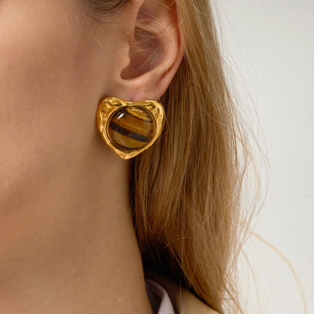 Amber Resin Geometric Earrings