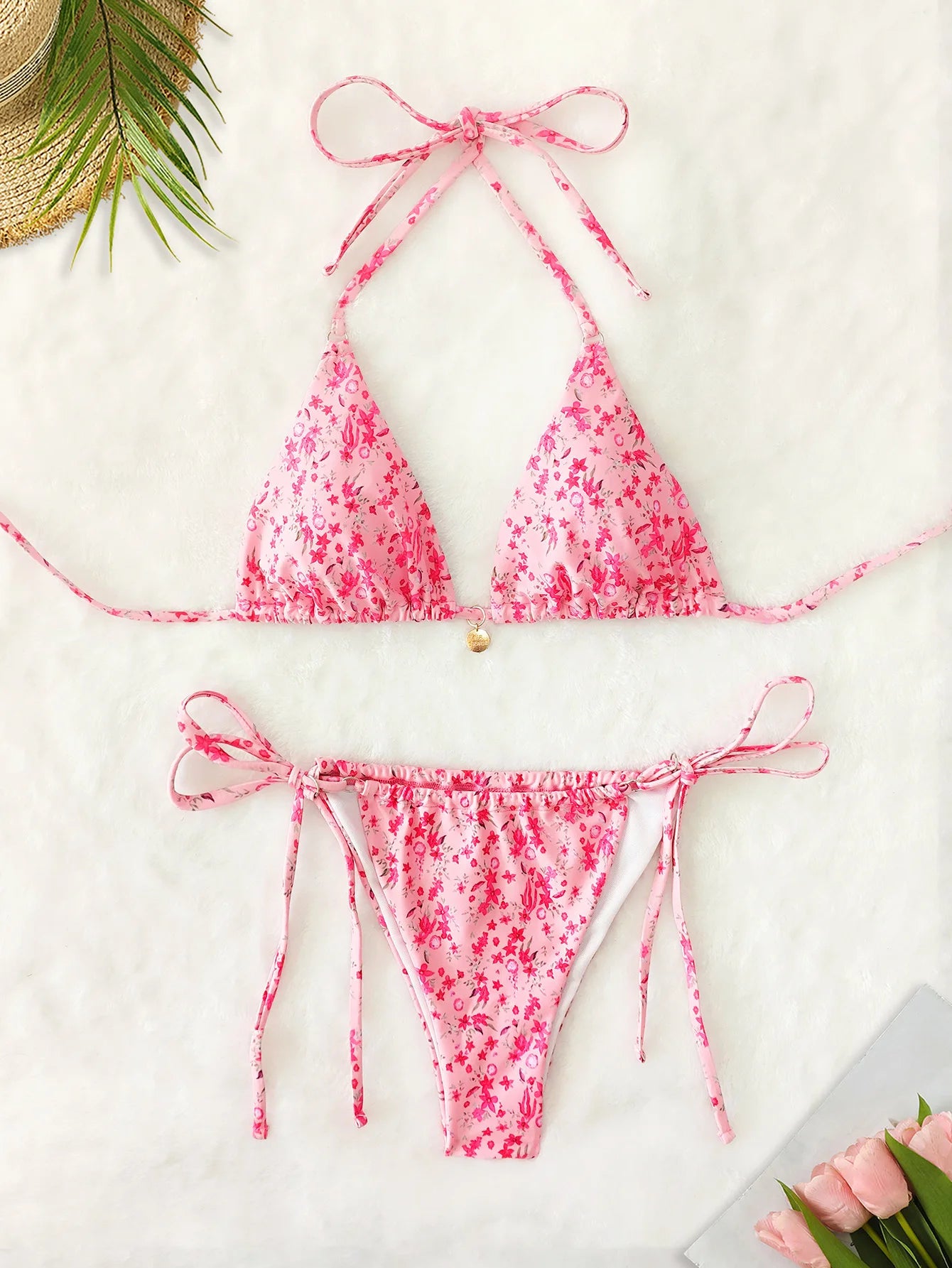 Floral Push Up Triangle Bikini Set