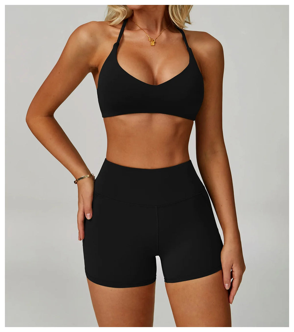 Cross Backless Crop Sports Bra