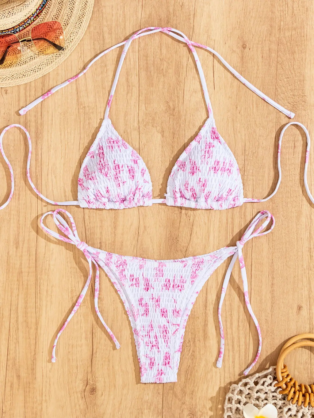 Floral Push Up Triangle Bikini Set