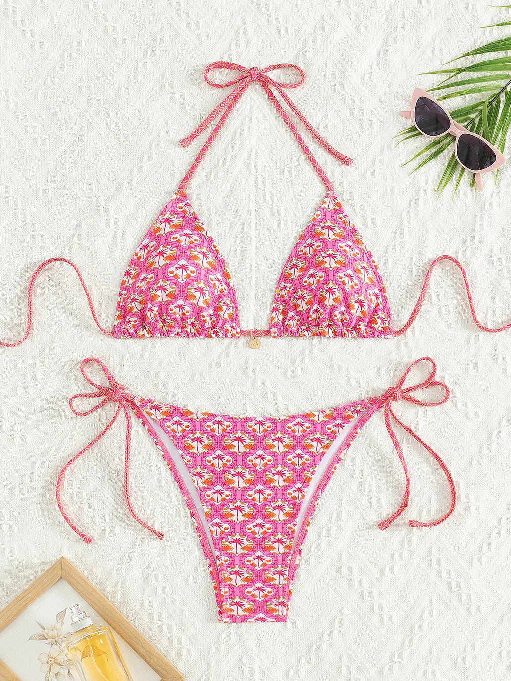 Floral Push Up Triangle Bikini Set