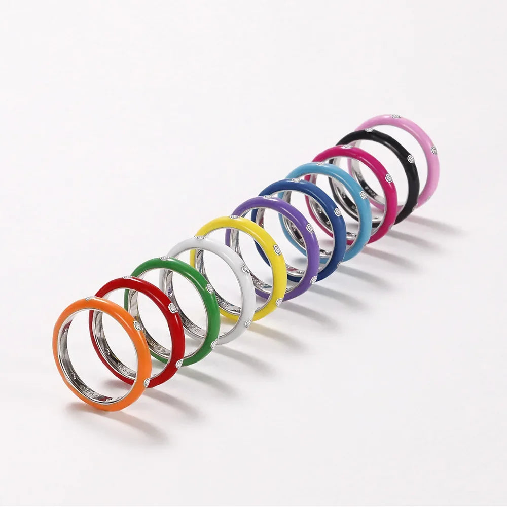 Enamel Drip Oil Stackable Ring