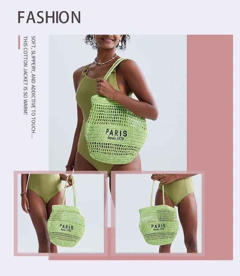 Handwoven Raffia Travel Tote