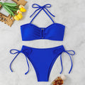 High Waist Knotted Bandeau Bikini Set