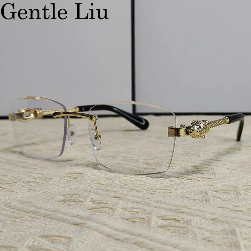 Men's Rectangle Rimless Sunglasses – UV400 Metal Frame