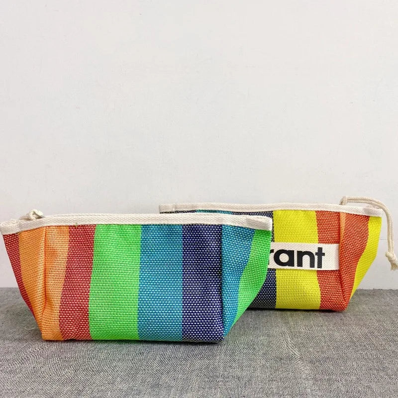 New summer storage bag, canvas bag, zipper makeup bag, hand-held cloth bag, inner lining woven bag