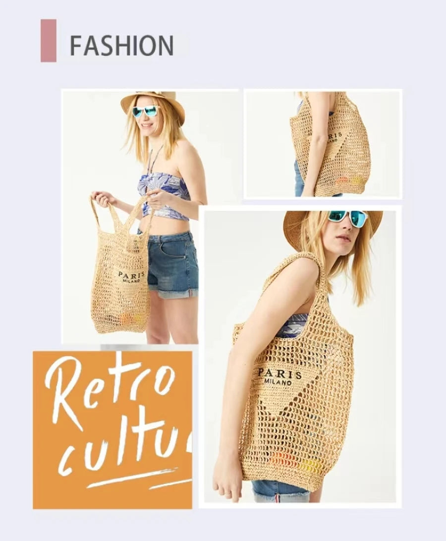 Handwoven Raffia Travel Tote