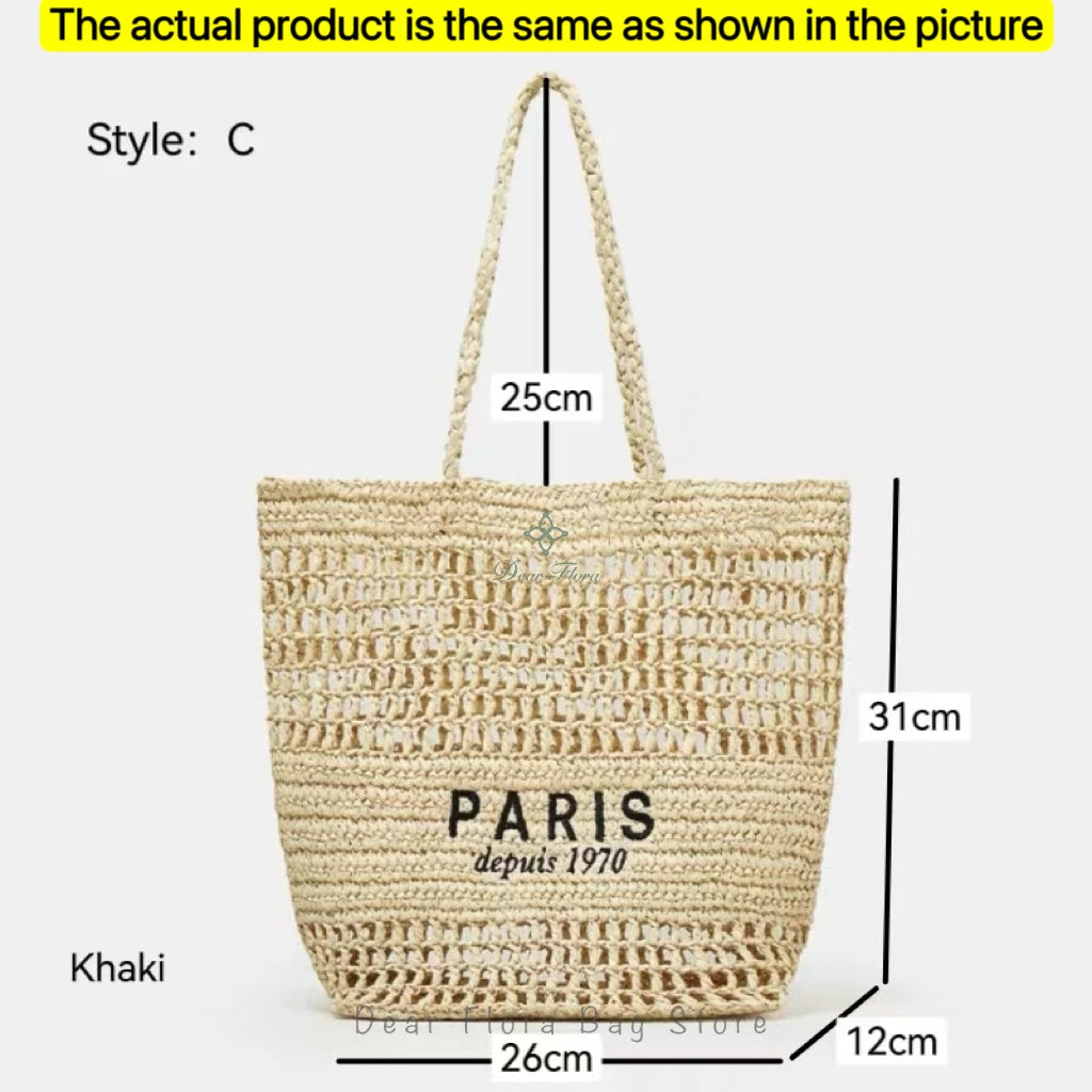 Handwoven Raffia Travel Tote