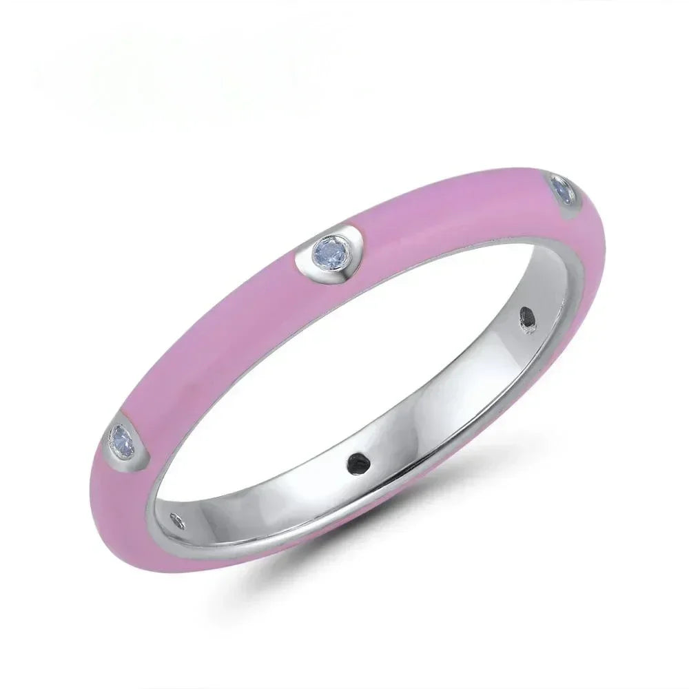 Enamel Drip Oil Stackable Ring