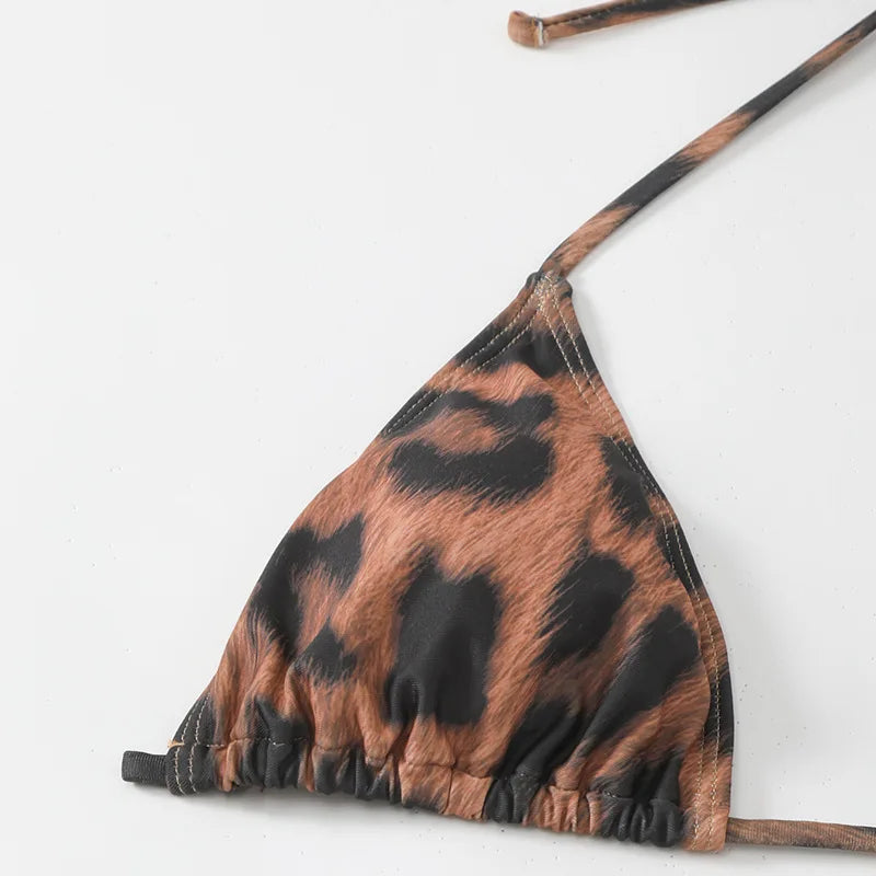 Leopard Cutout Bodycon Swimsuit Set