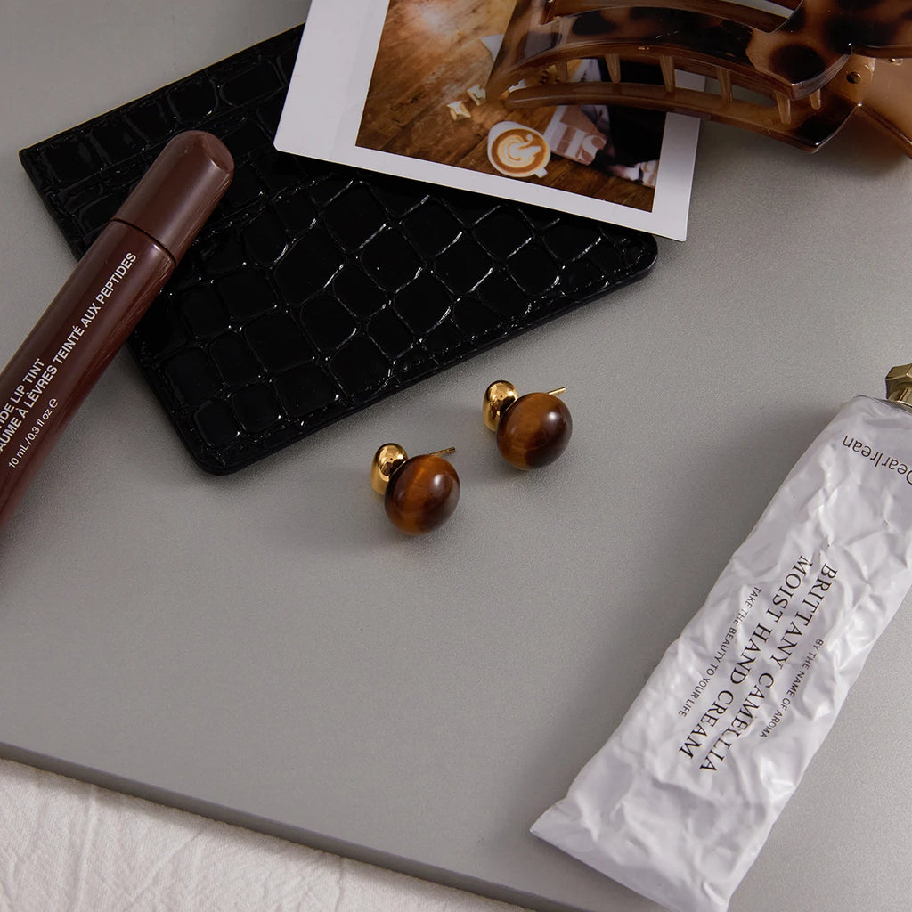 Amber Resin Geometric Earrings