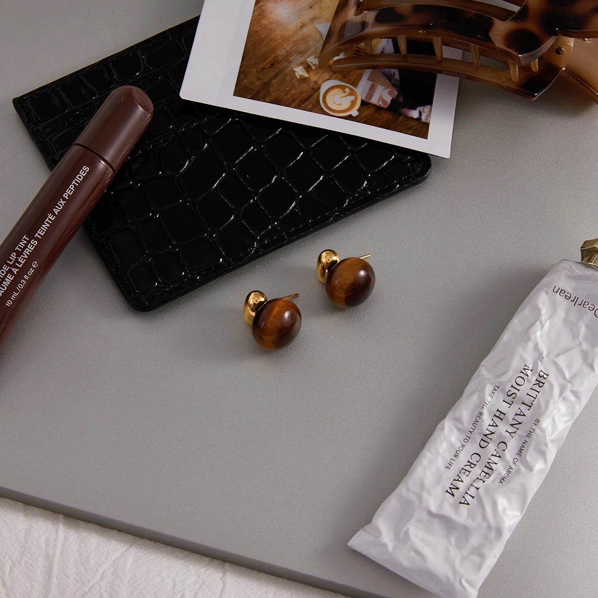Amber Resin Geometric Earrings
