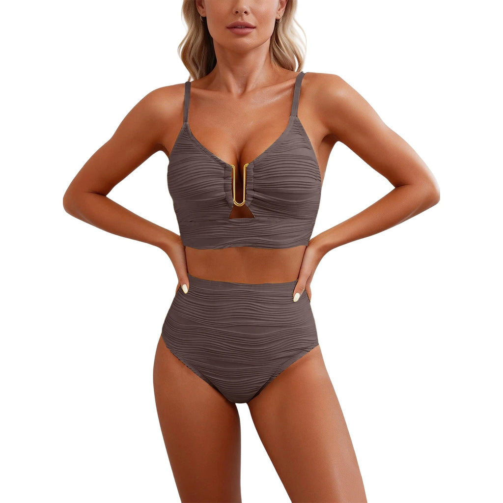 U-Wire Cutout High Waist Bikini Set