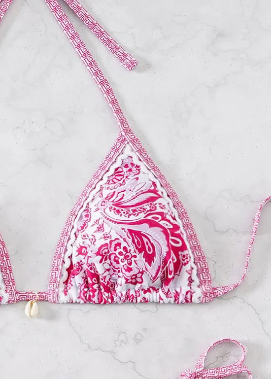Floral Push Up Triangle Bikini Set