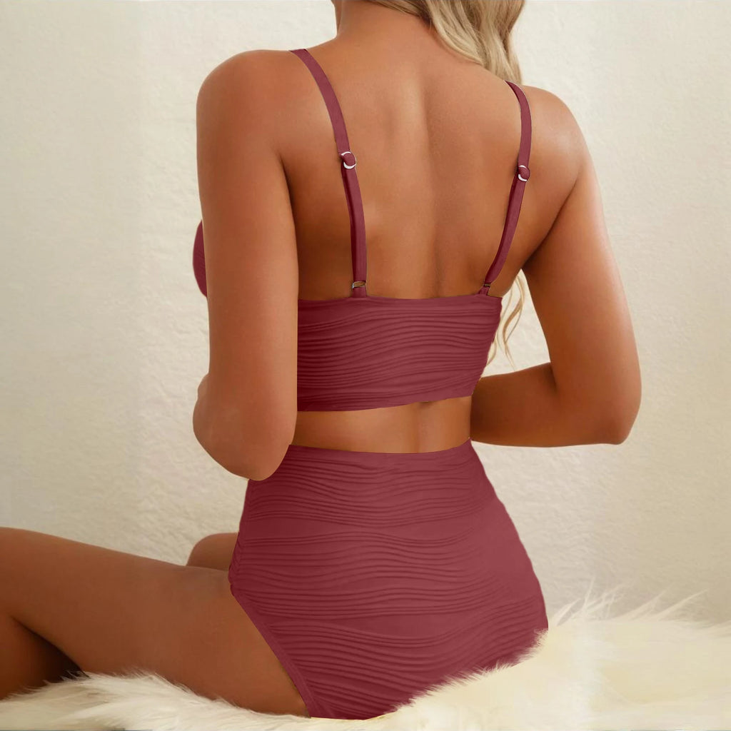 U-Wire Cutout High Waist Bikini Set