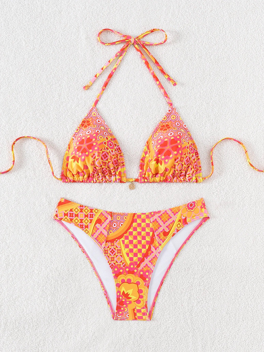 Floral Push Up Triangle Bikini Set