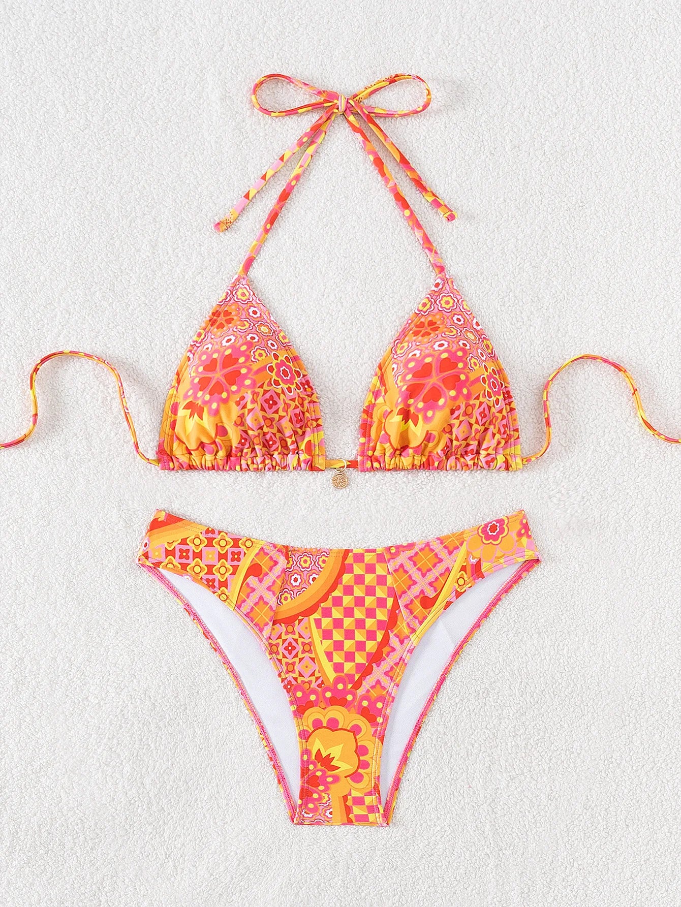 Floral Push Up Triangle Bikini Set