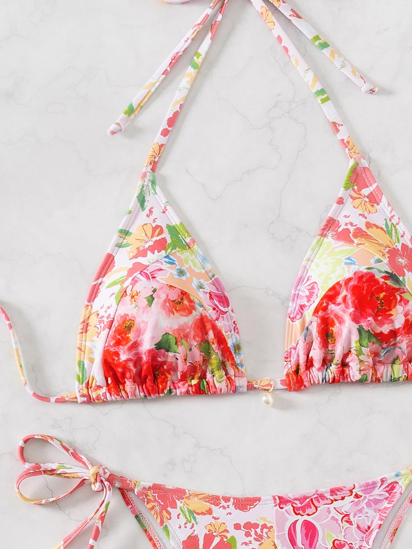 Floral Push Up Triangle Bikini Set