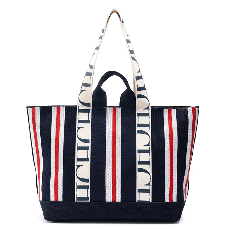 Stripe Design Large Capacity Crossbody Bag
