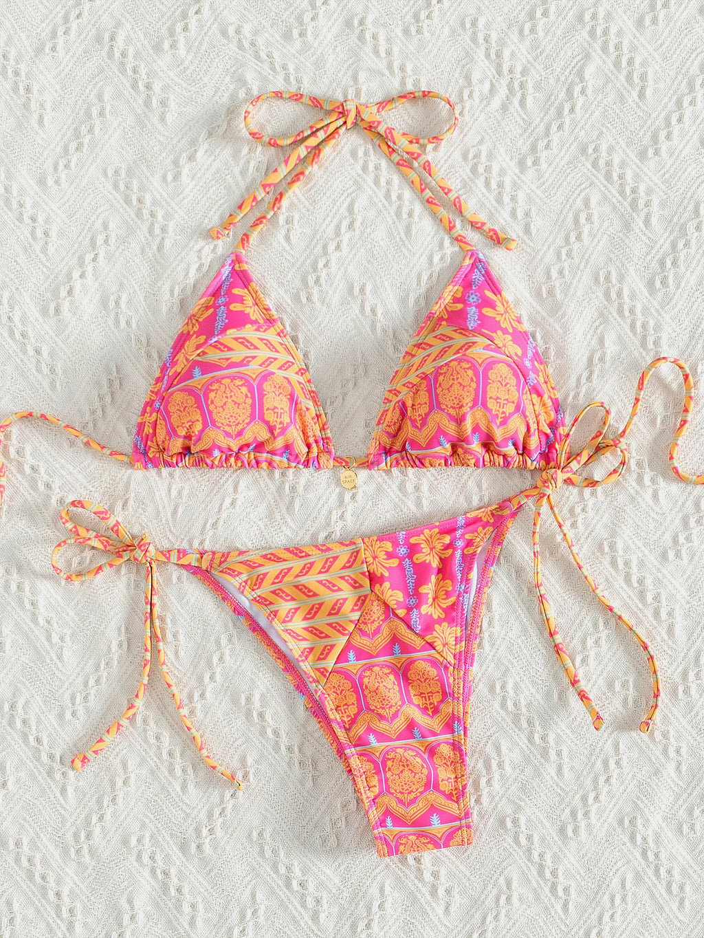 Floral Push Up Triangle Bikini Set