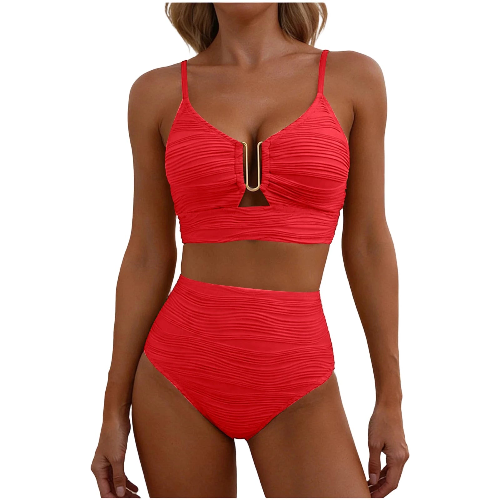 U-Wire Cutout High Waist Bikini Set