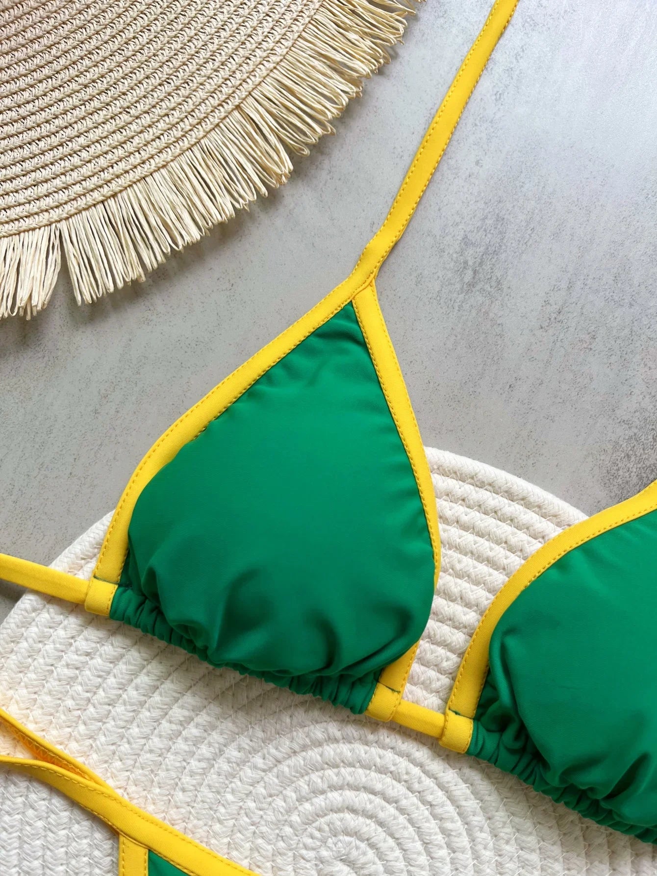Brasil Flag Embroidery Split Bikini Set
