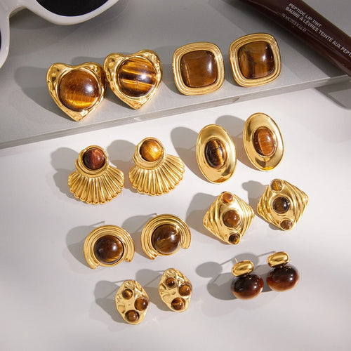 Amber Resin Geometric Earrings