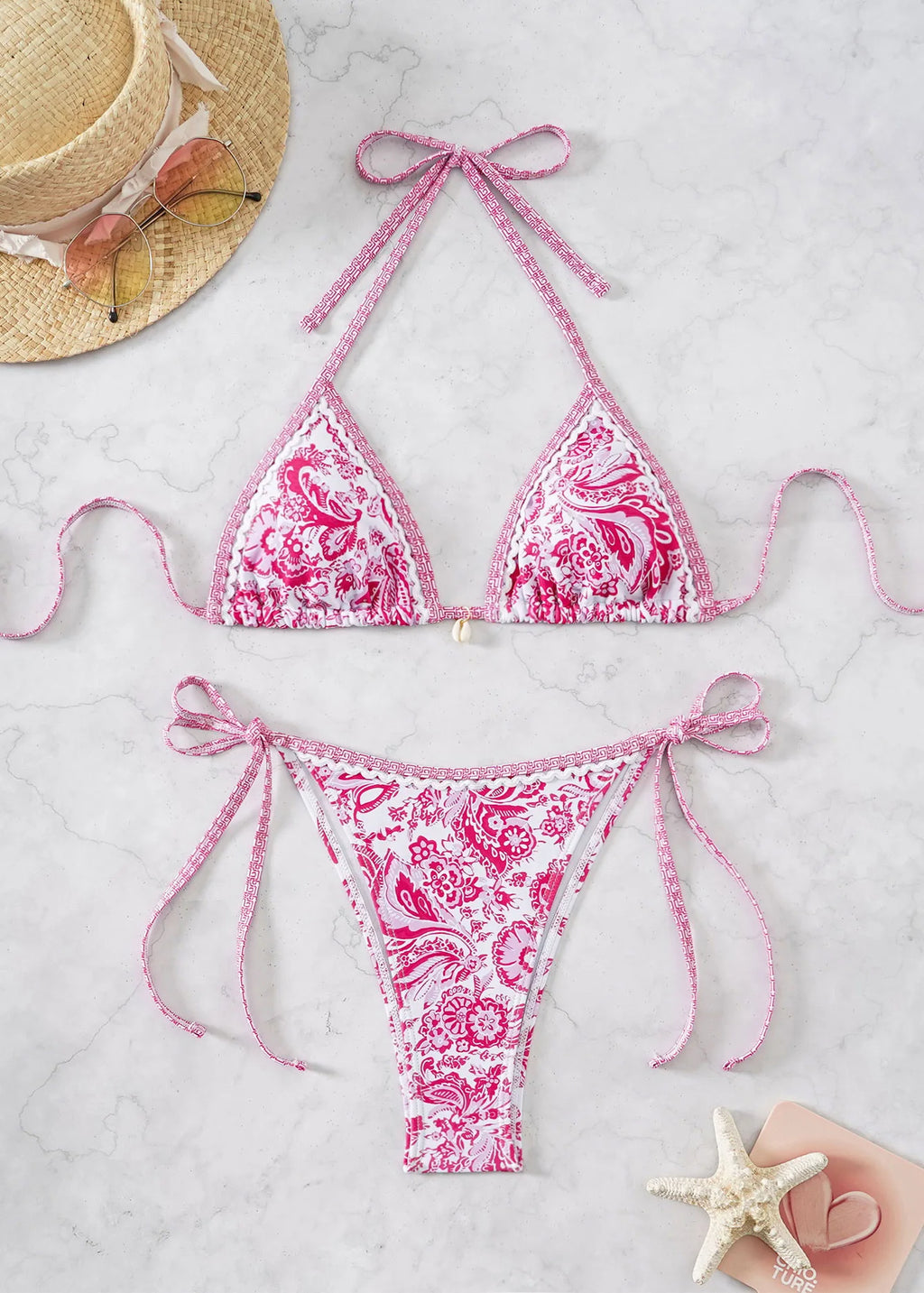 Floral Push Up Triangle Bikini Set