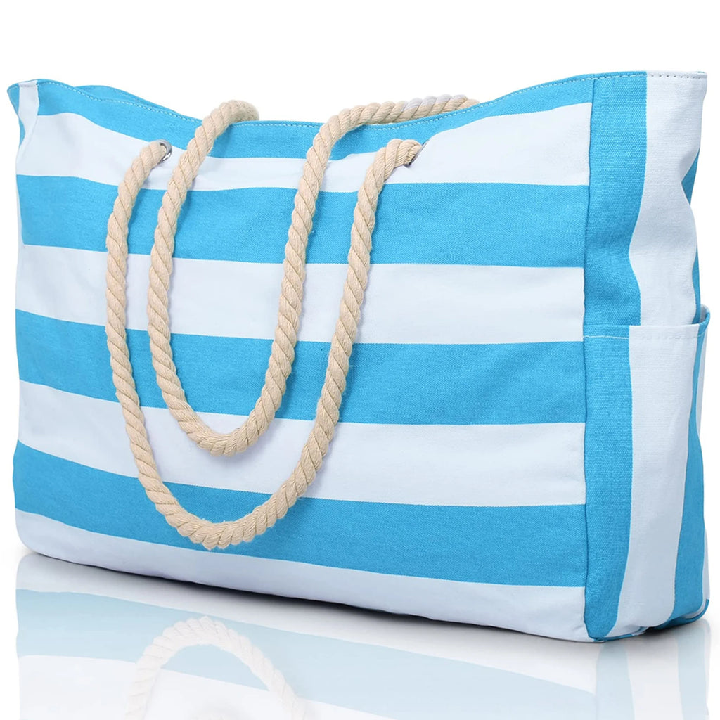 Waterproof Striped Canvas Beach Bag