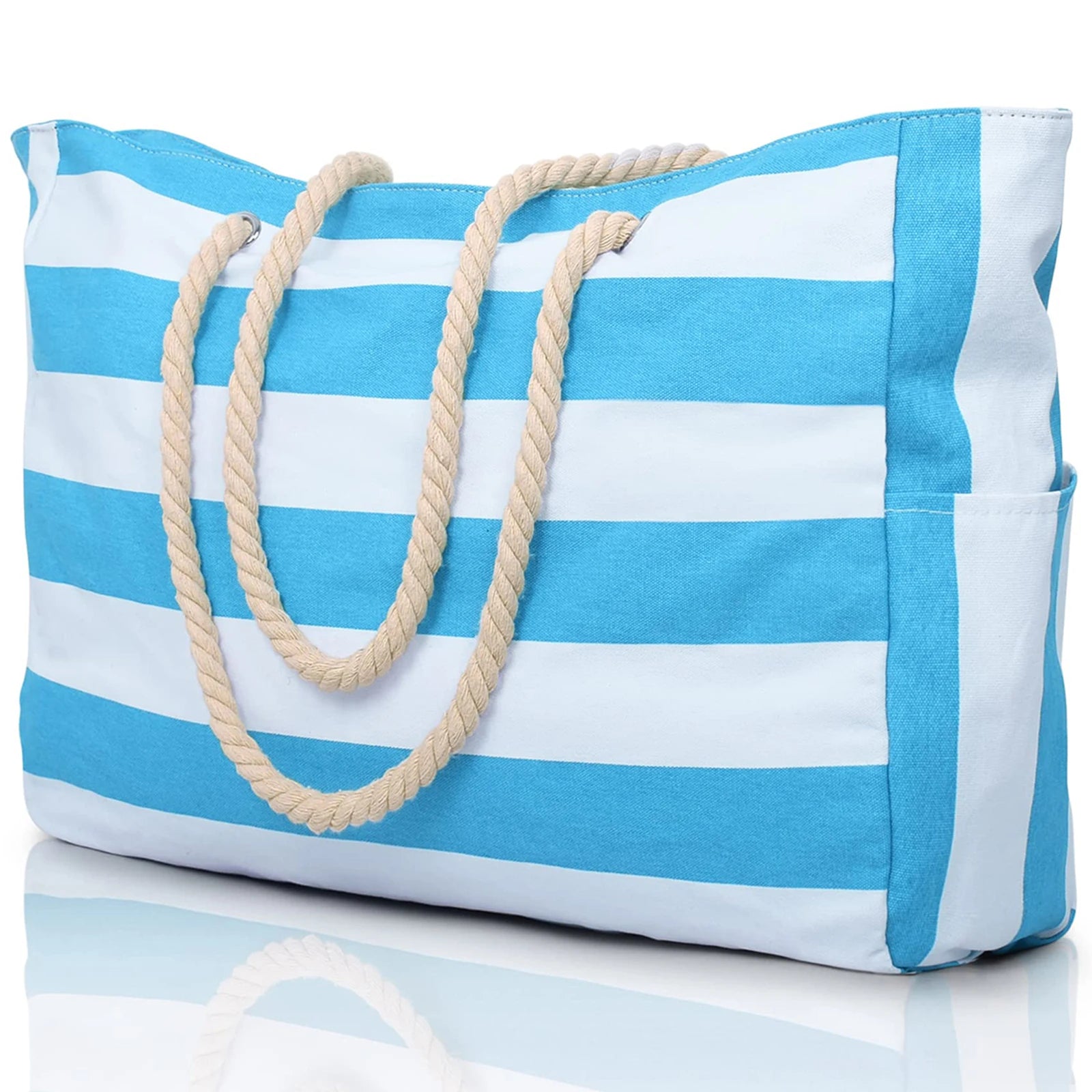 Waterproof Striped Canvas Beach Bag