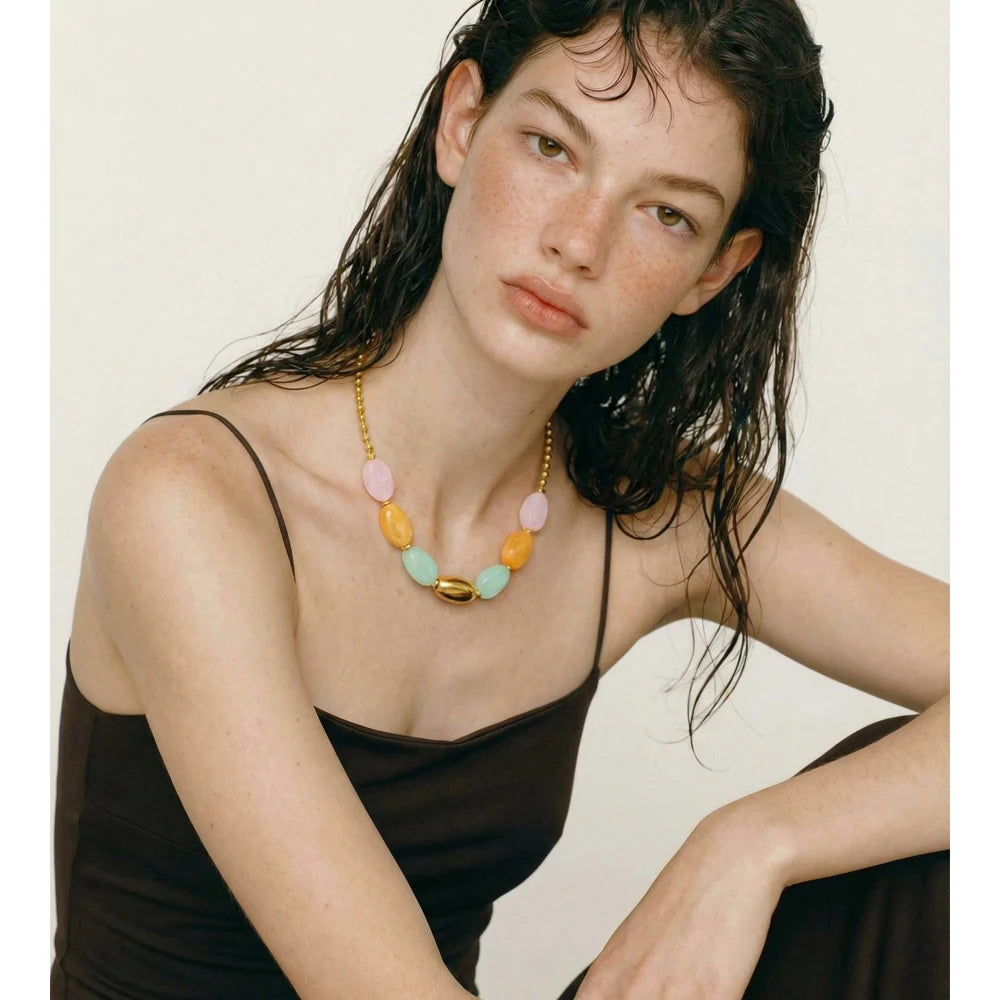 Candy Color Resin Chain Necklace