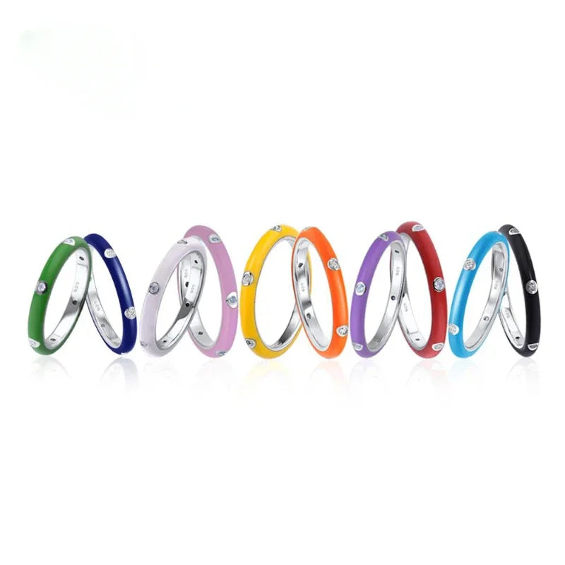 Enamel Drip Oil Stackable Ring