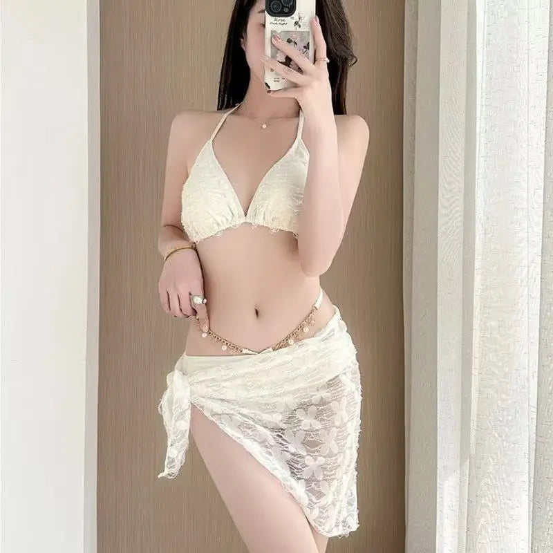 Y2K Pink Bow Lace-Up Bikini Set