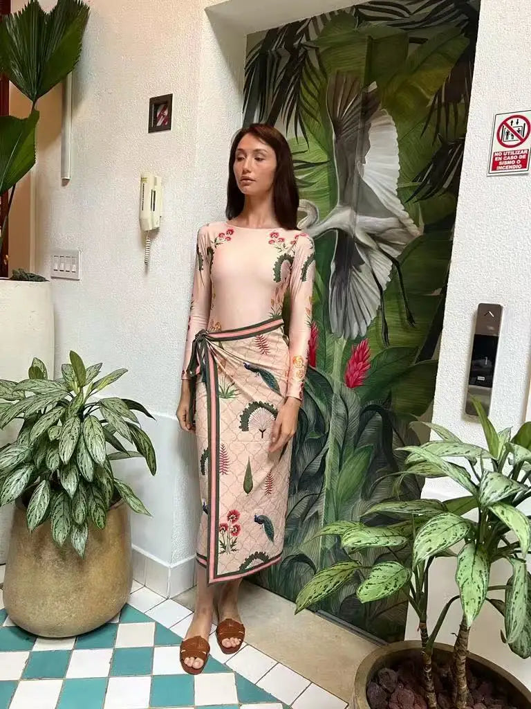 Print Skirt-Style Two Piece Swimsuit
