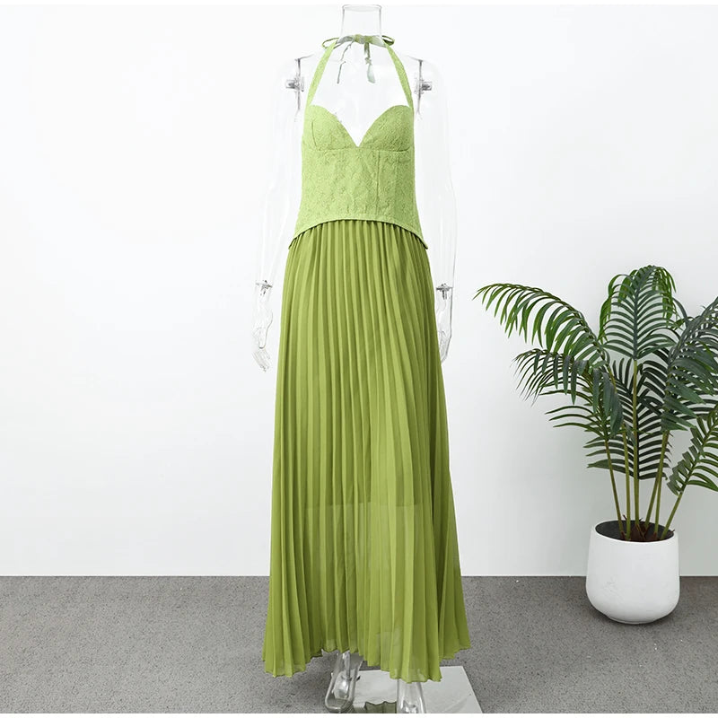 Corset Halter Maxi Dress