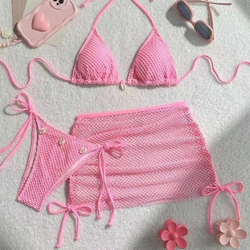 Halter Neck Thong 3 Piece Bikini Set