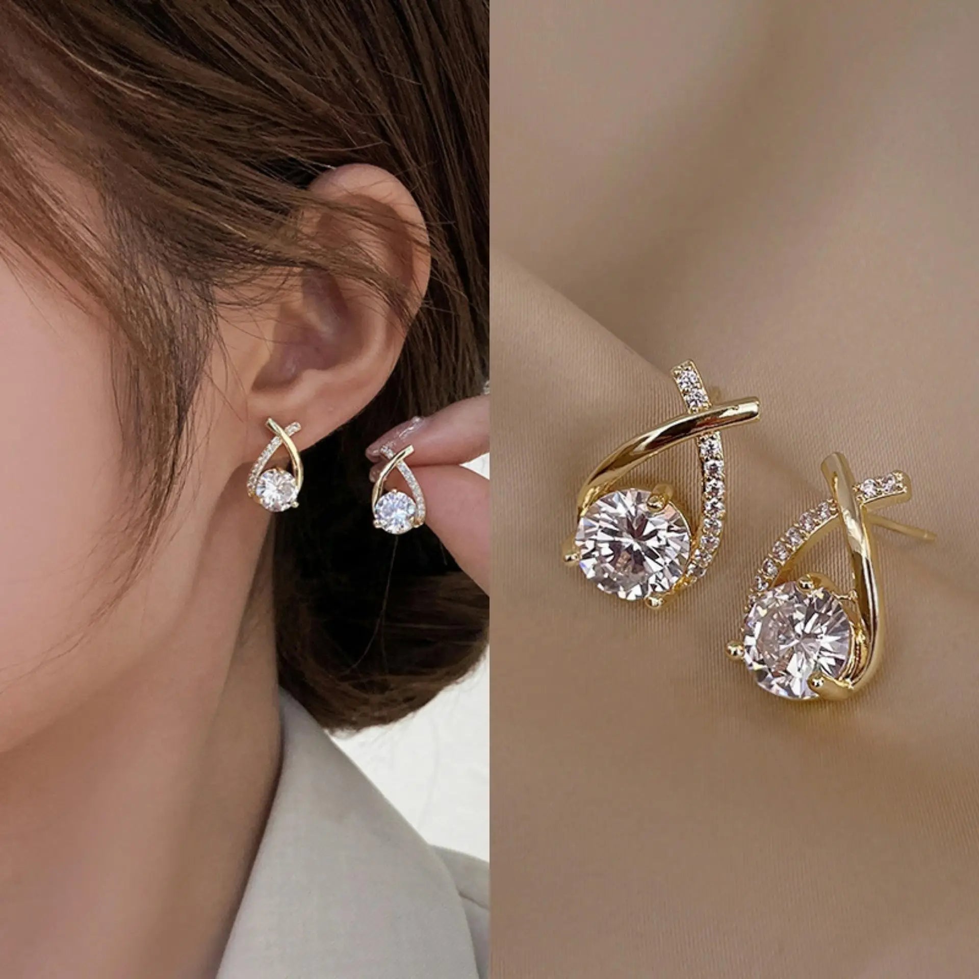 Zircon Geometric Hoop Earrings