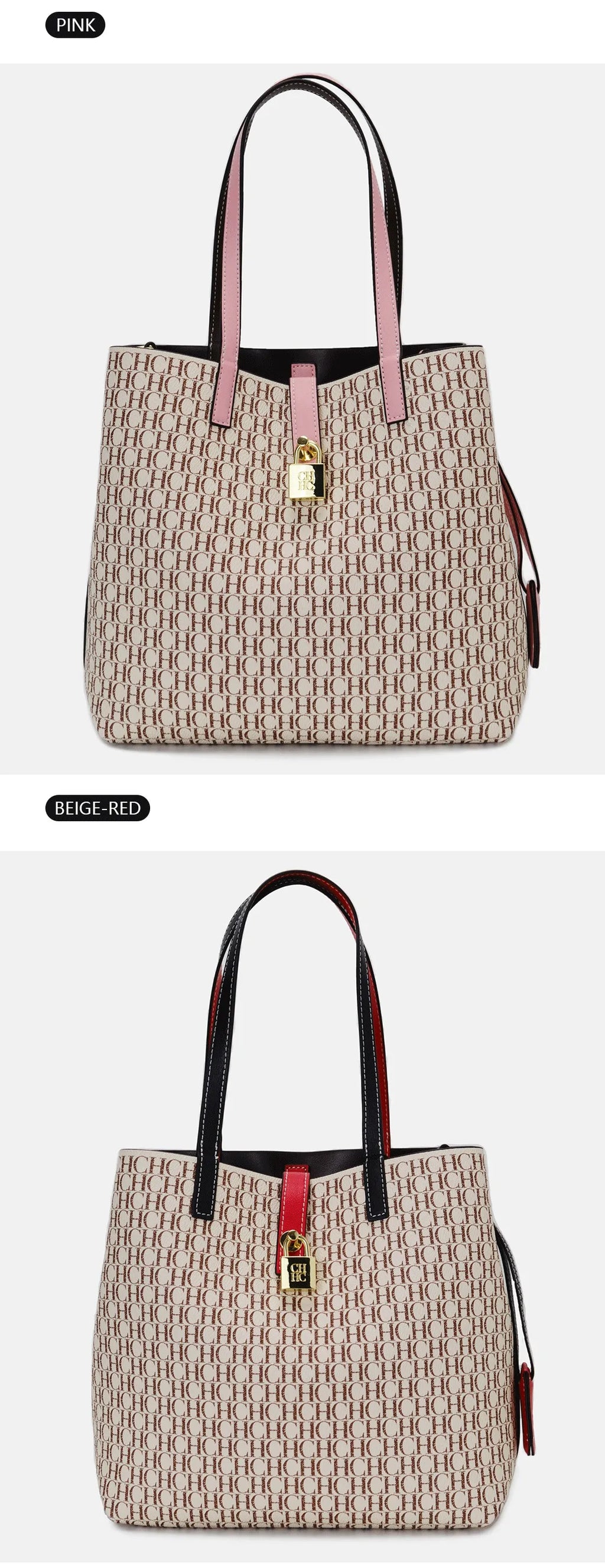 CH Women's Shoulder Tote Bag – Letter Print Polyester