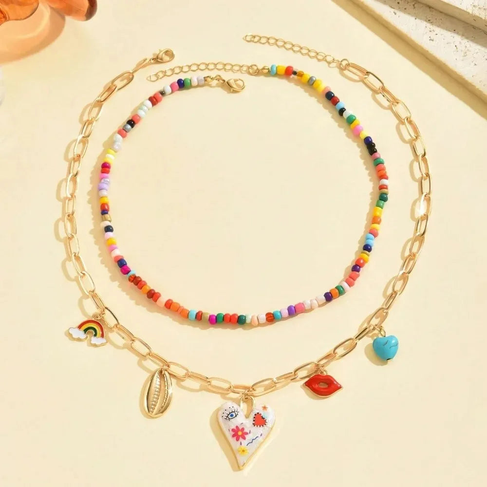Boho Multilayer Bead Chain Necklace