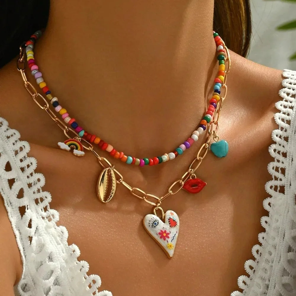Boho Multilayer Bead Chain Necklace